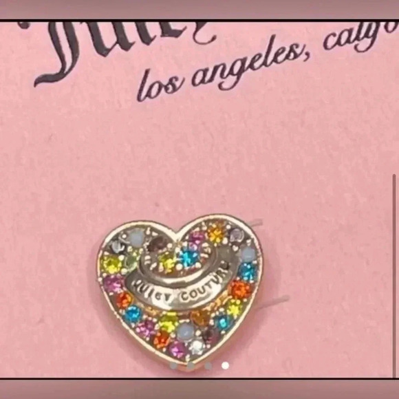 NEW JUICY COUTURE RAINBOW HEART STUD EARRINGS - Picture 3 of 3
